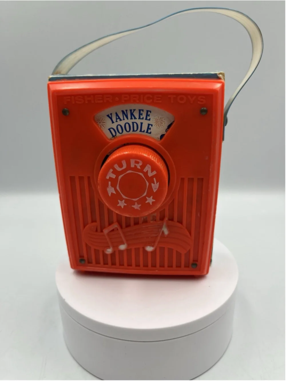 Vintage Fisher Price Musical Pocket Radio Yankee Doodle Toy 1970s Kids Music Box
